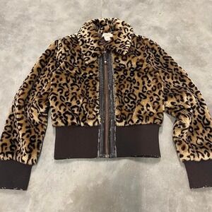 Vintage 90s y2k cropped bomber jacket leopard print